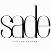 Black stylized script text reading 'sade' with smaller centered text 'ZEITLOS·ELEGANT' below, on a plain white background.